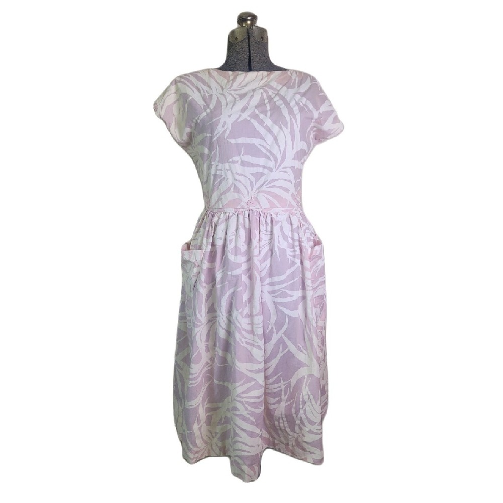 Vintage 70s 80s Charlie Pink White‎ Dress Removable Top Bottom Set Small Retro